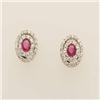 Image 1 : Famous .56 ctw Diamond & Ruby Earrings 14K Gold
