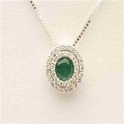 Eternity .45 ctw Emerald & Diamond Necklace 14K Gold