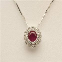 Eternity .50 ctw Ruby & Diamond Necklace 14KW Gold