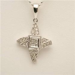 Genuine .22 ctw Diamond Pendant 18K White Gold