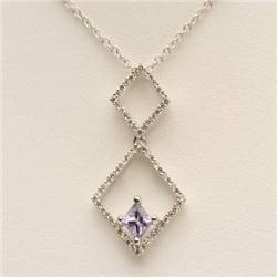Genuine .35 ctw Tanzanite & Diamond Necklace Gold