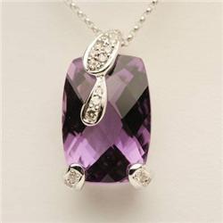 Necklace 10.64 ctw Amethyst & Diamond 14K W Gold
