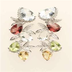 Earrings 10.9 ctw Semi-Precious & Daimond 14K Gold