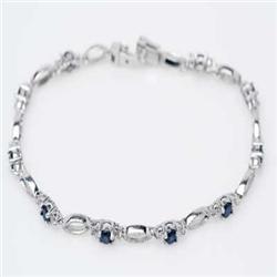 Genuine 4.0 ctw Sapphire & Diamond Bracelet 14K Gold