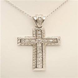 Vintage Style .60ct Diamond Cross Pendant 14K Gold