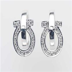 Omega Style .36 ctw Diamond Earrings 14K White Gold