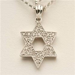 Star of David .15 ctw Diamond Pendant 14K White Gold