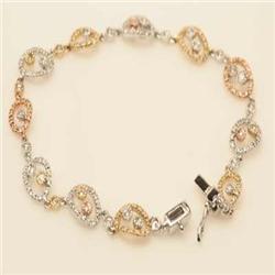 Famous .88ct Diamond Tennis Bracelet 14k 3Tone Gold