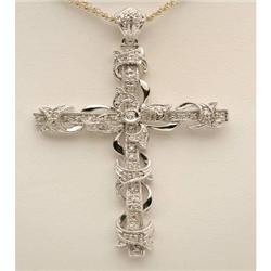 Genuine .35ct Diamond Cross Necklace 14K White Gold