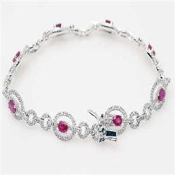 Genuine 2.70 ctw Ruby & Diamond Bracelet 14K Gold