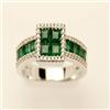 Image 1 : Genuine 1.60 ctw Emerald & Diamond Ring 14K W Gold