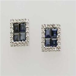 Genuine 1.19 ctw Sapphire & Diamond Earrings 14K Gold