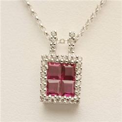 Genuine 1.05 ctw Ruby & Diamond Necklace 14k Gold