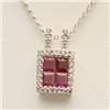 Image 1 : Genuine 1.05 ctw Ruby & Diamond Necklace 14k Gold