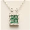 Image 1 : Genuine 1.0 ctw Emerald & Diamond Necklace 14K Gold