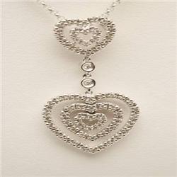Two-hearts .25 ctw Diamond Necklace 14KW Gold