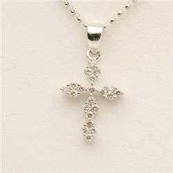 Genuine .25 ctw Diamond Cross Pendant 14K W Gold
