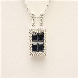 Genuine 1.20ctw Sapphire & Diamond Necklace 14K Gold