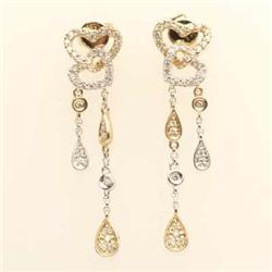 Vintage Style .34ct Diamond Earrings 14K 2tone Gold