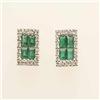 Image 1 : Genuine 1.07 ctw Emerald & Diamond Earrings 14K Gold