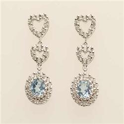 Genuine .87 ctw Topaz & Diamond Earrings 14K Gold