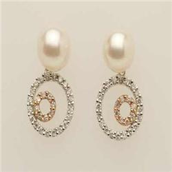 Genuine .30 ctw Diamond & Pearl 14K 2Tone Gold