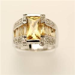 Genuine 4.15 ctw Citrine & Diamond 14K White Gold