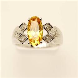 Genuine 2.12 ctw Citrine & Diamond 14K White Gold