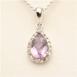 Pear Pendant 1.15 ctw Amethyst & Diamond 14K Gold