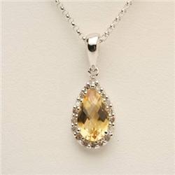 Pear Pendant 1.15 ctw Citrine & Diamond 14KW Gold