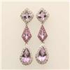 Image 1 : Earrings 7.10 ctw Amethyst, Pink Sap & Diamond Gold