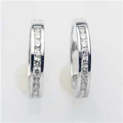 Famous 1.0 ctw Diamond Hoop Earrings 14K White Gold