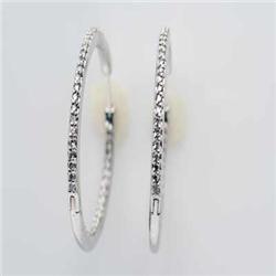 Famous .76ct Diamond Hoop Earrings 14K White Gold