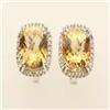 Image 1 : Genuine 10.8 ctw Citrine & Diamond Earrings 14K Gold