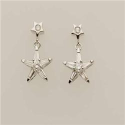 Genuine .59 ctw Diamond Star Earrings 14K White Gold