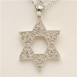 Star of David .30 ctw Diamond Pendant 14K White Gold