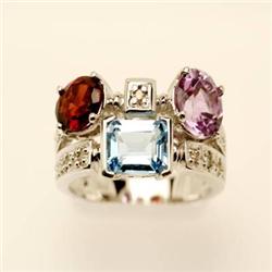 Genuine 3.76 ctw Semi-precious & Diamond Ring 14K Gold