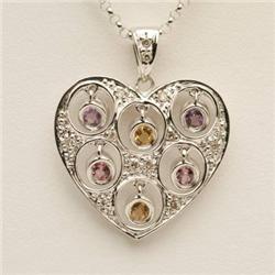 Pendant .40 ctw Multi-Sapphire & Diamond 14K Gold