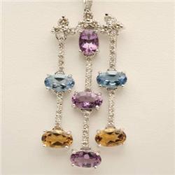Necklace 4.12ctw Semi-precious & Diamond 14K W Gold
