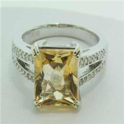 Unique 2.40 ctw Citrine & Diamond Ring 14KW gold