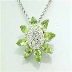 Genuine 2.25 ctw Peridot & Diamond Pendant 14K Gold