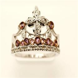 Queens Pink Sapphire & Diamond Ring 14KW Gold
