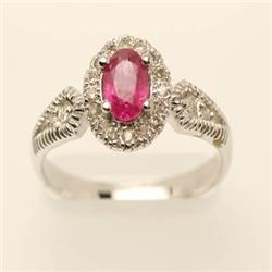 Certified 1.02 ctw Ruby & Diamond Ring 14KW Gold