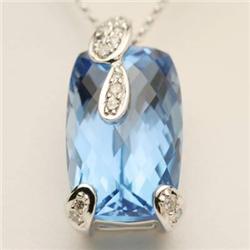 Necklace 18.95 ctw Blue Topaz & Diamond 14K W Gold