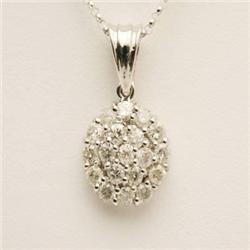 Genuine 1.52 ctw Diamond Cluster Pendant 14K W Gold