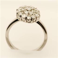 Genuine 1.52 ctw Diamond Cluster Ring 14K White Gold