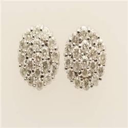Genuine 3.04 ctw Diamond Cluster Earrings 14K Gold
