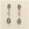 Image 1 : Genuine 1.22 ctw Emerald & Diamond Earrings 14K Gold