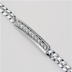 Famous 1.0 ctw Diamond ID Bracelet 14K White Gold