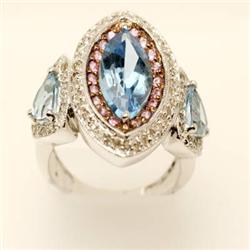 Ring 6.55 ctw Topaz, Sapphire & Diamond 14K W Gold